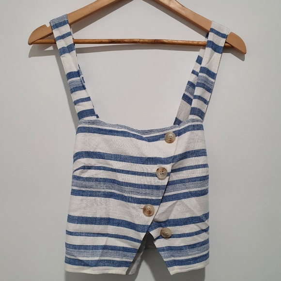 Dotti linen blend button up crop size 14 - Picture 2 of 7